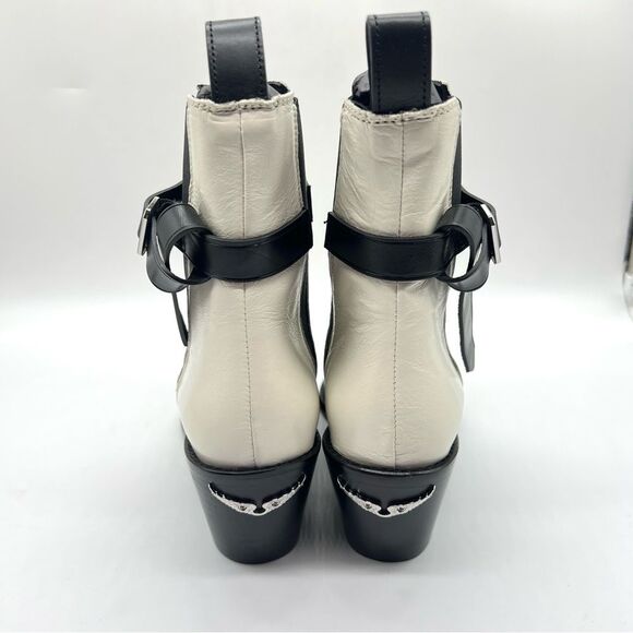 ZADIG & VOLTAIRE Size 37 7 Heritage Tyler Cecilia White Black Leather Boots NEW - Picture 8 of 15